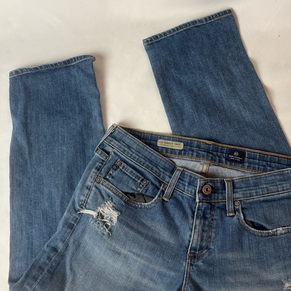 Ag Adriano Goldschmied Denim - AG Adriano Goldschmied Jeans Womens 29 Blue Tomboy Crop Relaxed Straight Distres